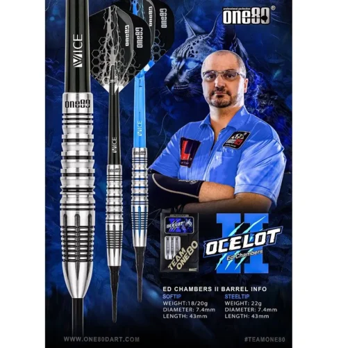 One80 Ed Chambers “Ocelot” 22 gram V2 dartpijlen