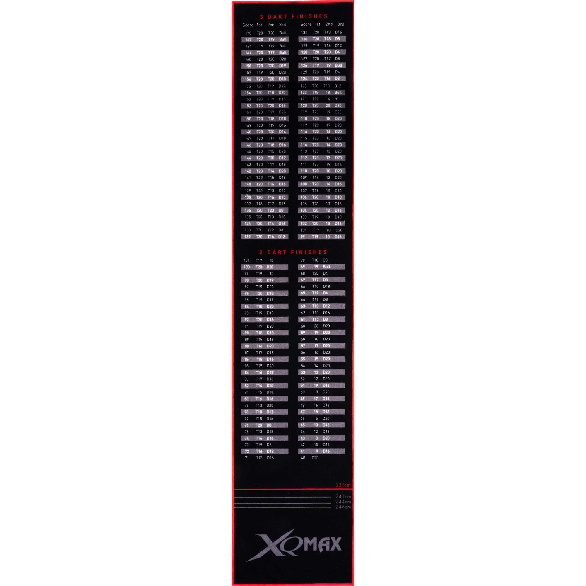 XQ Max Carpet Dartmat finishes zwart/rood 285x60
