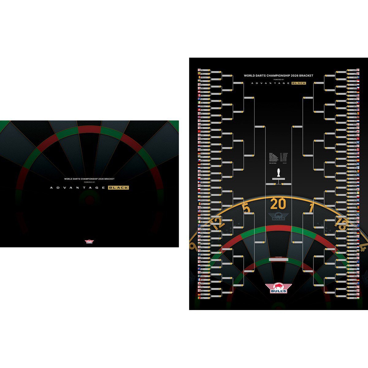 Bull's PDC Darts World Championship Bracket Poster 2026