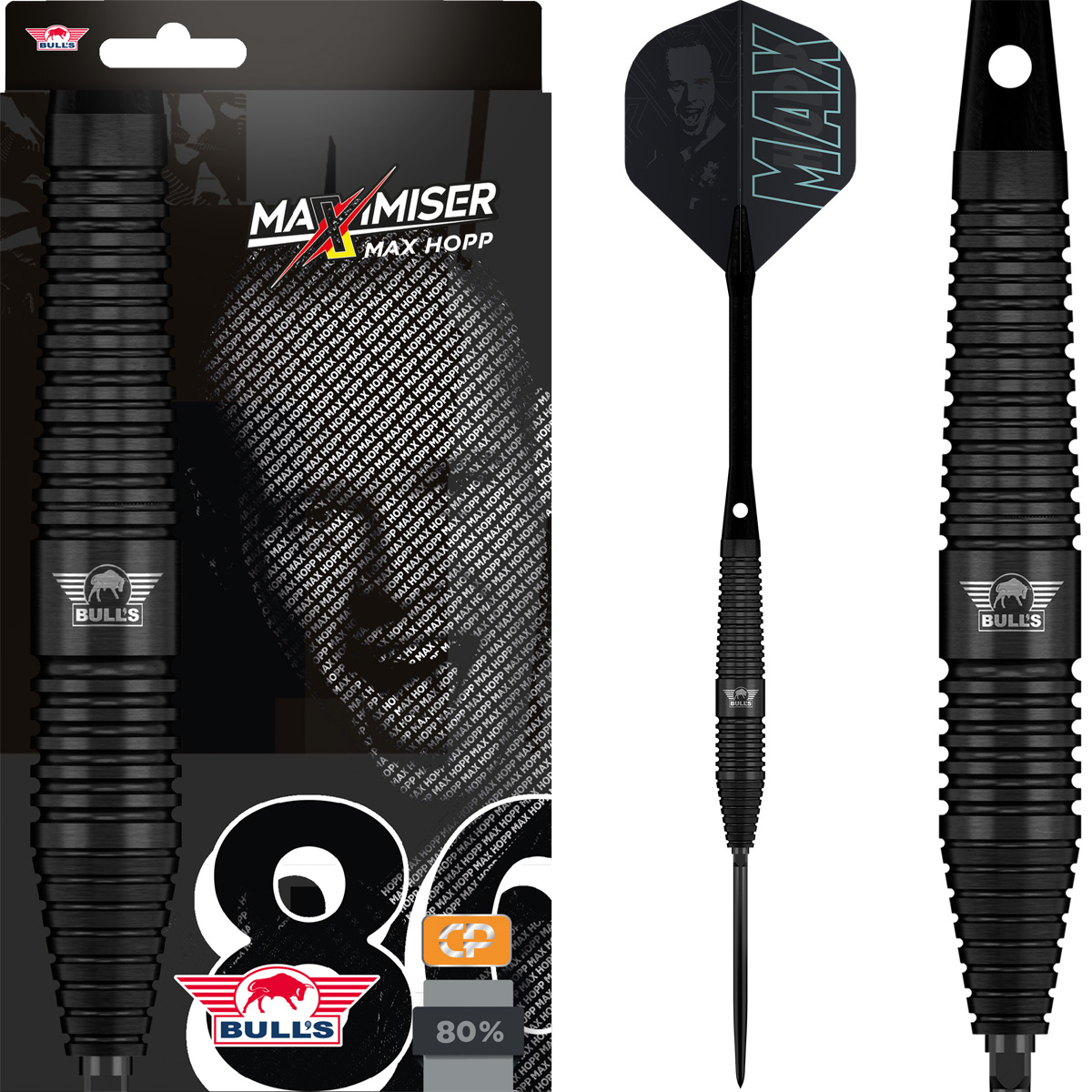 Bull's Max Hopp 80% Black CP dartpijlen